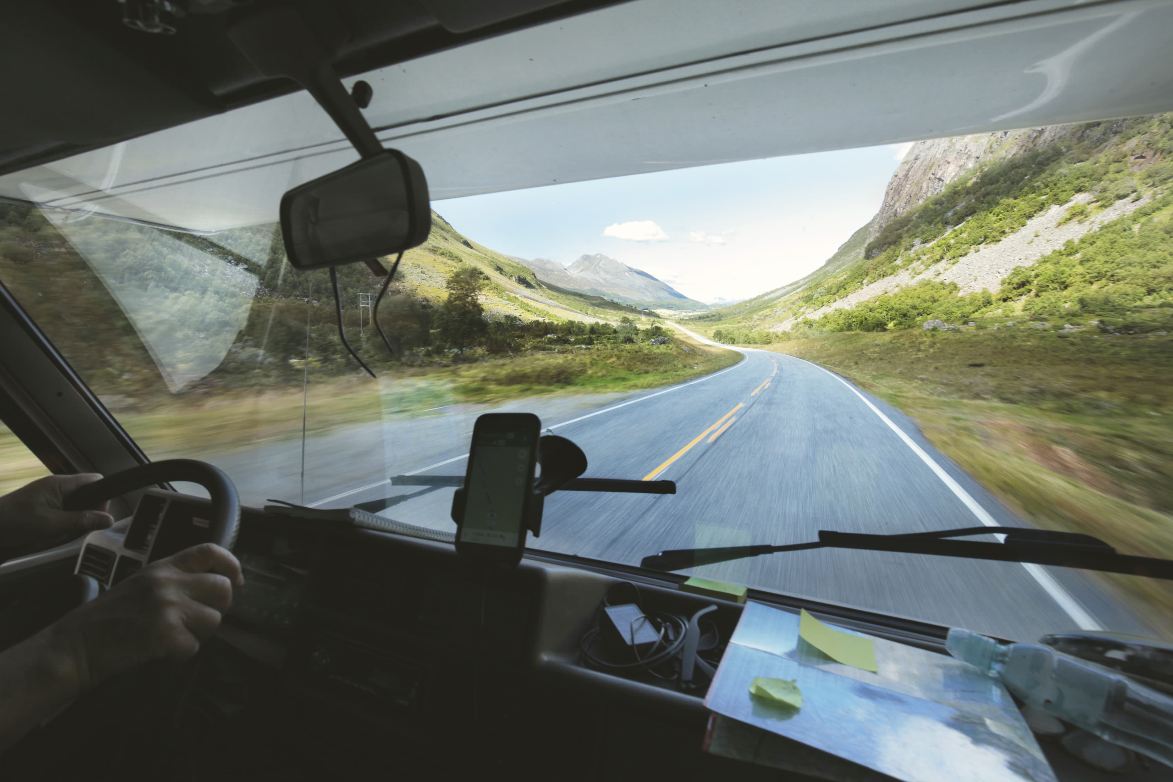 view out of a windshield